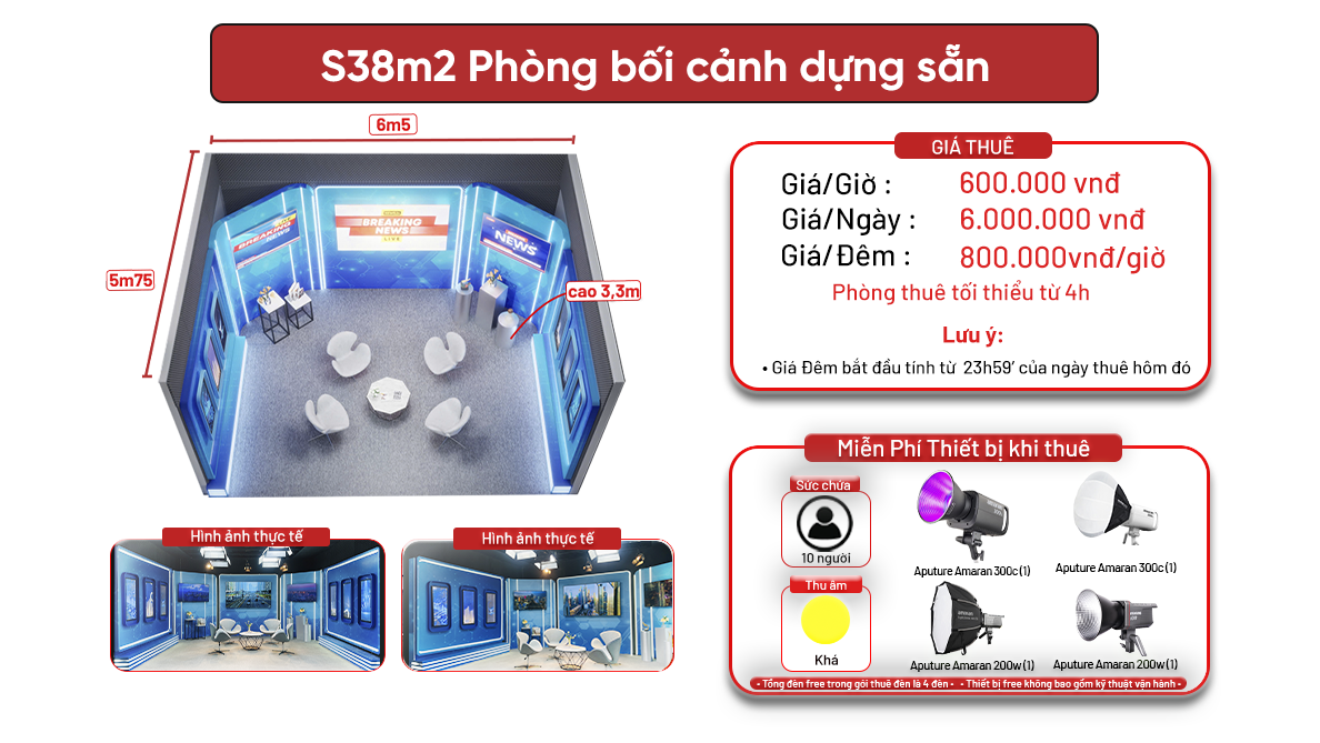 S38m2 - Phương Liệt ( Phòng bối cảnh talkshow + tọa đàm dựng sẵn )