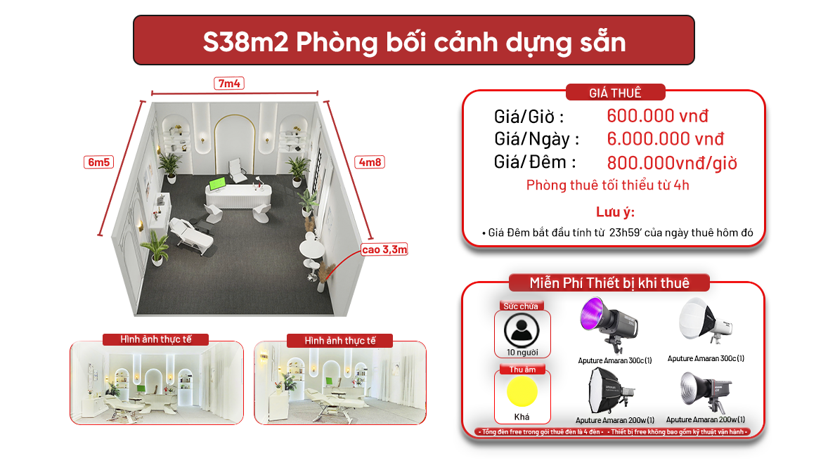 S38m2 - Phương Liệt ( Phòng Beauty + Thẩm mỹ bối cảnh dựng sẵn )