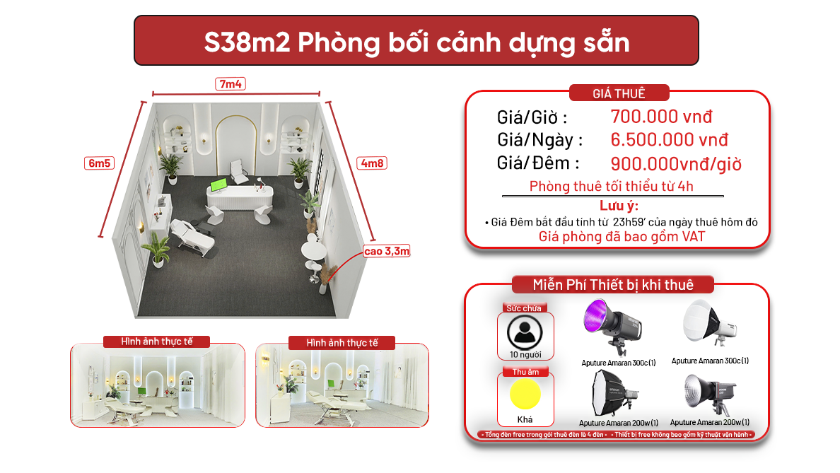 S38m2 - Phương Liệt ( Phòng Beauty + Thẩm mỹ bối cảnh dựng sẵn )