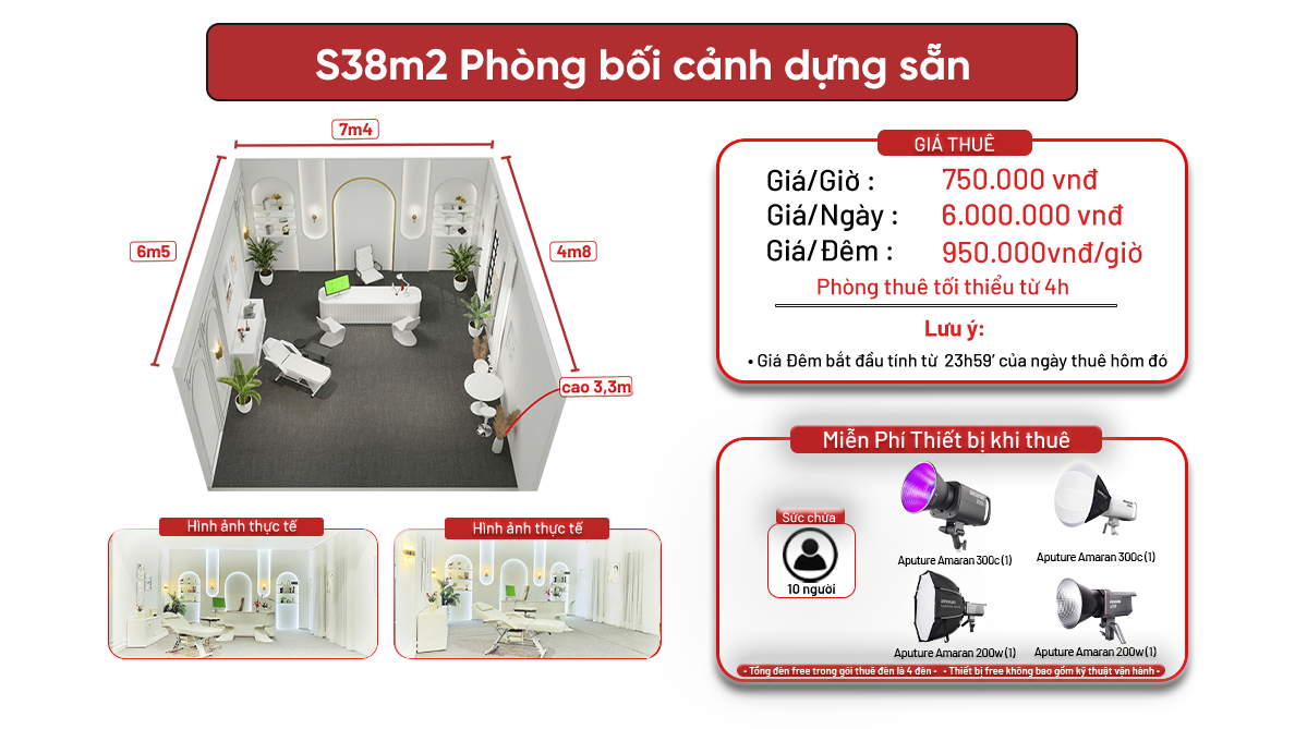 S38m2 - Phương Liệt ( Phòng Beauty + Thẩm mỹ bối cảnh dựng sẵn )