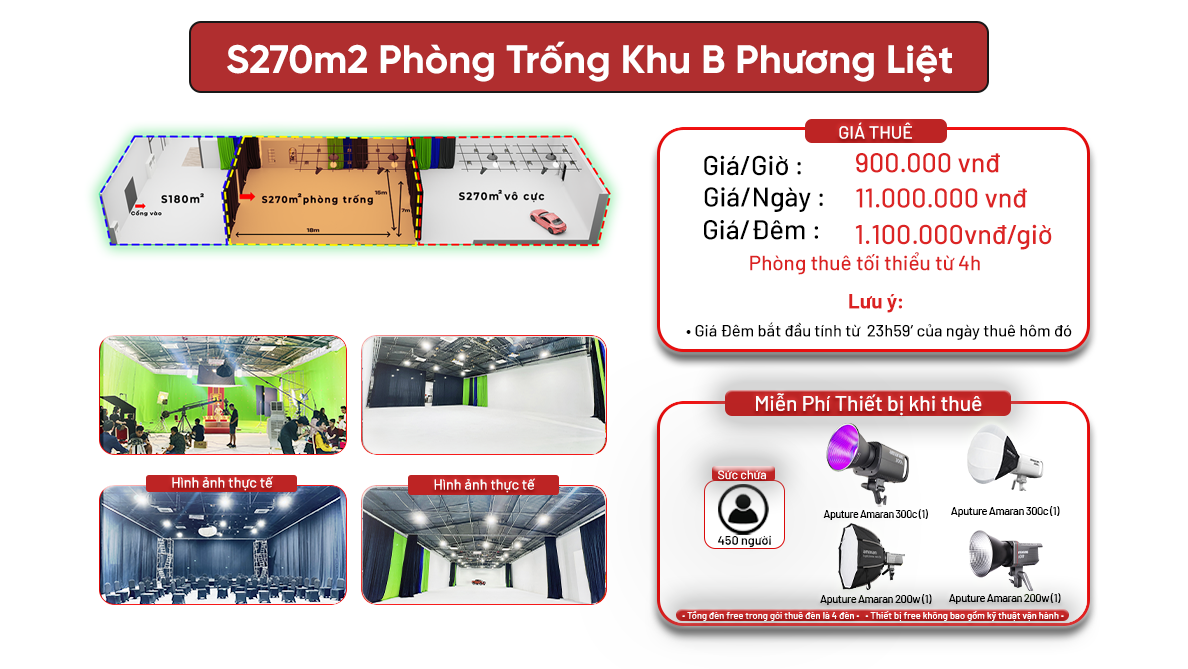 S270m2 Phòng trống Khu B Phương Liệt