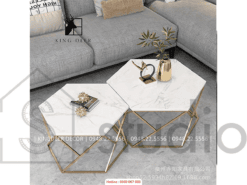 Bàn sofa lục giác mặt đá hiện đại, BTKD-027 ( 300 - 1)