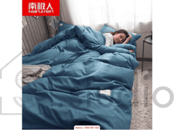 Bộ chăn/ga cotton tici màu xanh lục (150 - 1 )