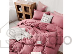 Bộ chăn/ga cotton tici nền màu hồng (150 - 1)