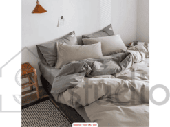 Bộ chăn/ga cotton be phối ghi (150 - 1)